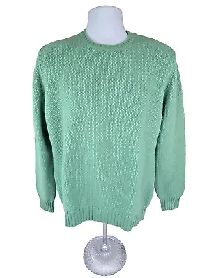 Malo Cashmere Chunky Thick Textured Knit Crewneck Sweater 54 L Green Italy $1500 • $288