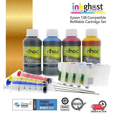 Ink 👻 Refillable Cartridges For 138 Epson Workforce 3540 WF-3530 3520 + More • $111.96