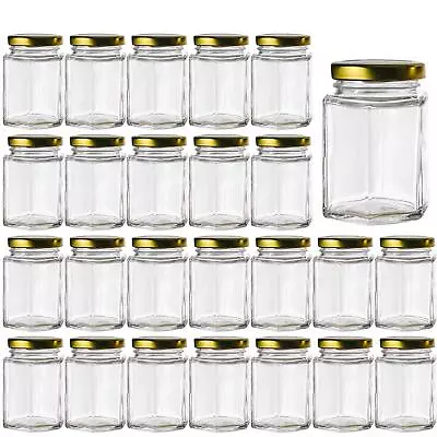 Glass Jars With Lids 4 OZ Mason Jars Spice Jars Honey Jars Hexagon Jars For ... • $30.05