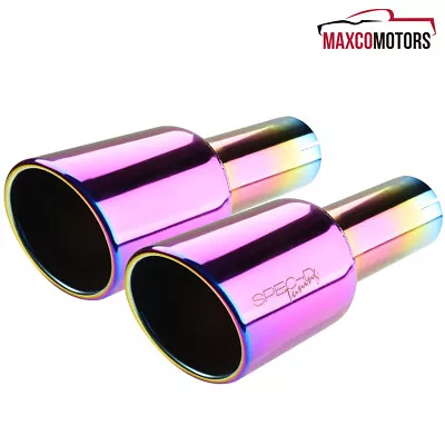 Muffler Exhaust Fits 2.5  Inlet 4.125  Outlet Dual Clear Slant Burnt Purple Tip • $44.54