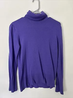 Victor Alfaro Large Turtleneck Sweater Purple 100% Cashmere Pullover Long Sleeve • $33.88