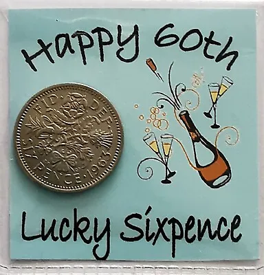 £2.99 • Buy 60th Birthday Lucky Sixpence Gift* 1963 Coin For 2023* *Blue Champagne Design*