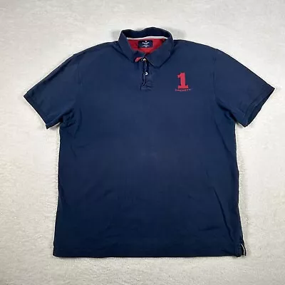 Hackett Short Sleeve Polo Shirt Mens Large Blue Navy Top Cotton Designer • £14.99