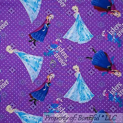 BonEful Fabric BTY Cotton Quilt Purple Girl Dress FROZEN Disney Princess Dot Kid • $8.75