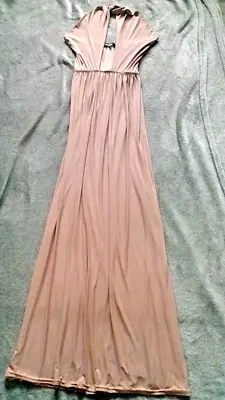 Misguided Size 6 Long Dusky Pink Halter Neck Dress • £3.50