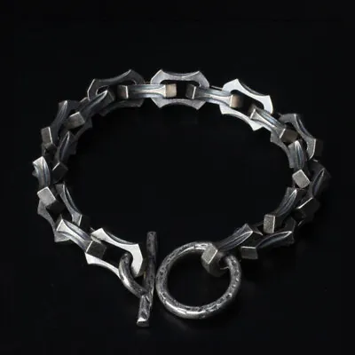 $179.96 • Buy Men's Real Solid 925 Sterling Silver Bracelet Link Dragon Bone OT Hook 8.3  7.5 