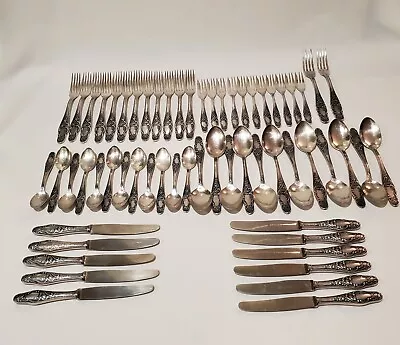 60 Pc P. Prass Solingen Rostfrei 100 Silver Plate German Flatware Vtg Nouveau • $222.24