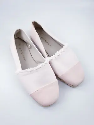 Primark Size 5 (38) Pale Baby Pink Canvas Espadrilles Slip On Flat Ballet Pumps • £10