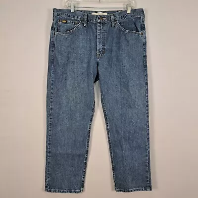 Vintage Lee Jeans Mens 36x28 Regular Blue Straight MR Mid Rise Denim Tag 38x29 • $14.54