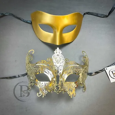 Gossip Girl Masquerade Couple Set - Luxury Gold Masquerade Mask W/ Diamonds  • $29.95