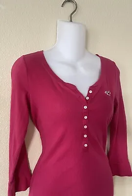 Vtg Y2k Hollister Henley Bella Swan Pink Top 3/4 Sleeve Sz M 2000s Dainty • £30.88