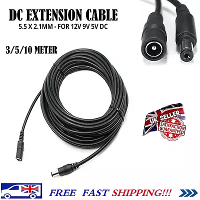 Power Extension Cable For 12V DC 3m 5m 10m CCTV LED & Adapters 2.1mm*5.5mm Jack • £5.29