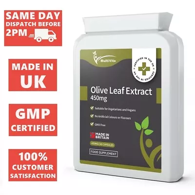 Olive Leaf Extract 6750mg 60 Capsules With 20% Oleuropein HIGH STRENGTH UK GMP • £7.88