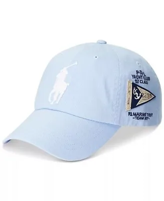 NWT POLO Ralph Lauren Yacht Club Embroidered Cotton  Big Pony Cap Blue Size OSFA • $45.12