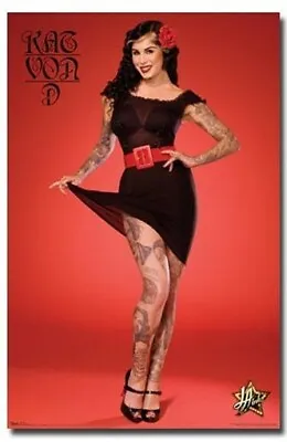 KAT VON D POSTER LA Ink Hot Sexy Dress Tattoo RARE NEW • £14.65