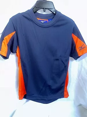 MIZUNO High Performance 68960 Shirt Navy Blue/Orange Size YL Youth Baseball Golf • $12.99