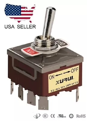 Heavy Duty 4pst On-off Toggle Switch 20a 125v 15a 250v Spade Terminals (41a) • $8.35