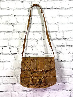Vintage 70's Natural Snake Skin Shoulder Bag Purse Hippie Boho Handmade • $49.95