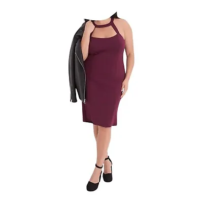 NWT Lane Bryant Size 16 Bodycon Dress Maroon Stretch Sleeveless Cut Out Chest • $16.52