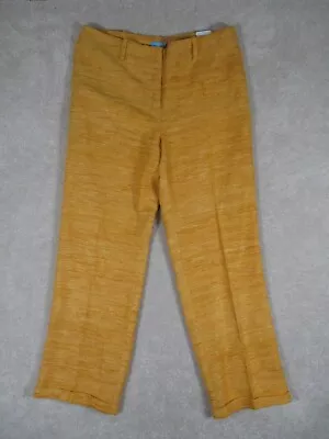 J. McLauglin Size 8 Pants Keller Relax Fit CF Fly Pant 100% Silk Yellow NWOT • $39.99