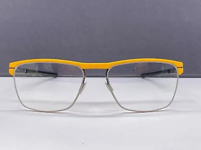 Ic! Berlin Eyeglasses Frames Men Yellow Silver Chrome Rectangular Andreas F • £157.11