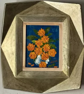 ANTIQUE MID CENTURY MODERN ABSTRACT STILL LIFE OIL PAINTING VINTAGE FLOWERS 60s • $1200