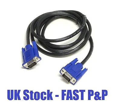£2.45 • Buy VGA SVGA 15 Pin Male To Male PC Monitor Projector TFT TV Cable 1.8m