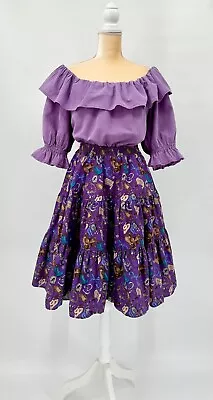 $49.99 • Buy VTG Malco Modes Square Dance Set L Tiered Skirt & Peasant Blouse, Western Purple