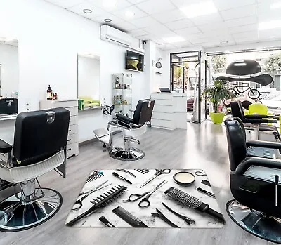 £231.59 • Buy 3D Black Scissors R145 Barber Shop Non Slip Rug Mat Round Elegant Carpet Panda
