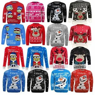 $8.82 • Buy Kids Knitted Reindeer Turtle Ninja Christmas Jumper Xmas Olaf Minion Novelty Top