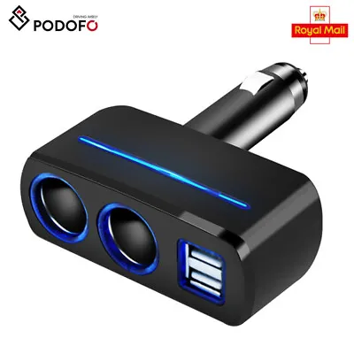 Car Cigarette Lighter Socket Adapter Double USB Dual Plug Charger Splitter 12V • £5.99