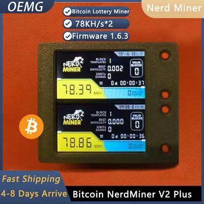 New Version Nerdminer V2 Plus V1.6.3 Btc Bitcoin Solo Lottery Miner S19 Mini • $168.43