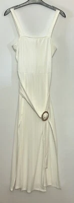 £8.95 • Buy Topshop Off White Cream Belted Ribbed Dress With Front Splits Size 10