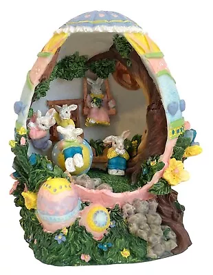 Resin Easter Egg Bunny House Bunny Family Vintage Easter Spring Decor • $24.99