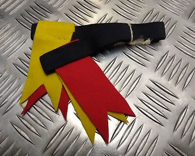 Genuine Vintage Kilt Hose Garter Tabs Flashes Yellow & Scarlet 1960s NEW NOS • £3.59