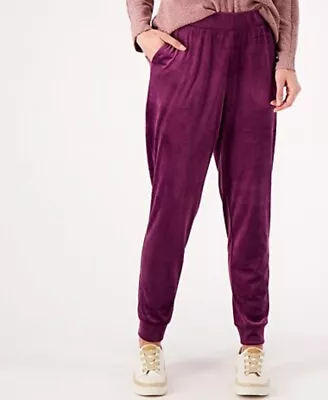 Denim & Co. Regular Velour Joggers With Pockets Deep Wine XS A550323 • $19.79