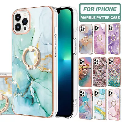 For IPhone 14 13 12 11 Pro Max SE 8 Plus XR XS Case Marble Shockproof Ring Cover • $9.99