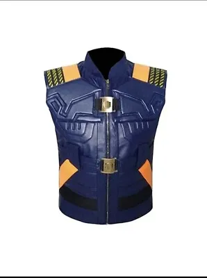 Erik Kill Monger Panther Michael B Jordan Blue Leather Vest Jacket For Mens • $39