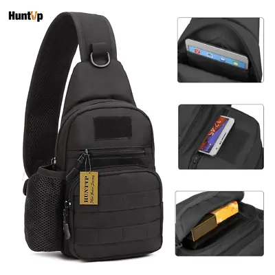 HUNTVP Tactical Military Chest Bag Crossbody Shoulder Sling Pack Hiking Backpack • £12.98