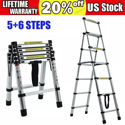 Telescopic Extension Ladder Aluminum Multi Purpose Folding Non-Slip A-Frame • $79.30