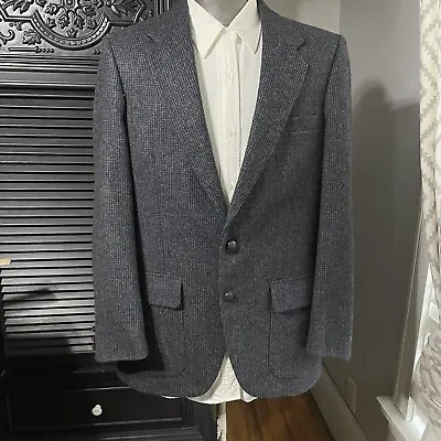 Vintage Farah Tweed Wool Sport Coat Jacket Dark Academia Western Gray 40L • $60