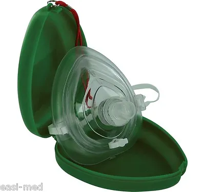 Hypaguard CPR Rescue Face Mask Resuscitator In Green Hard Case & Carry Strap • £7.49