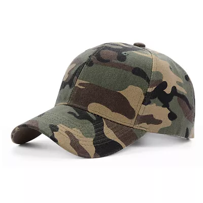 Men Camouflage EU Outdoor Army Camo Hat Baseball Cap Women Trucker Oct23 • £8.75