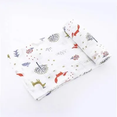 100% Organic Cotton Muslin Swaddle Blanket Baby Boy/Girl Accessory  • $11.99