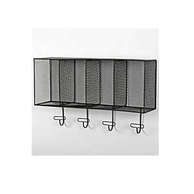 Industrial Wall Mounted Mesh Storage Shelf With 4 Hooks By Originals • £56.05
