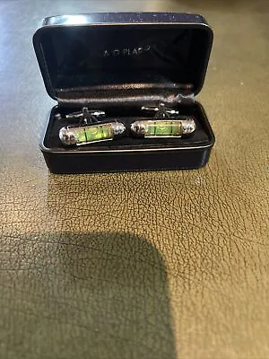 £38 • Buy Spirit Level Silver Onyx Cufflinks In Gift Box