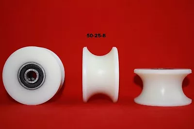£12 • Buy 50mm Nylon Pulley Wheel With Ball Bearings Various Groove Size Precisely Turned.