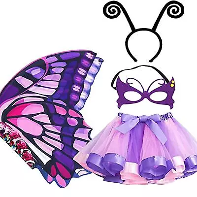 Kids Butterfly Costume Rainbow Tutu Dress For Girls Eye • £9.92