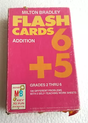 Vintage Milton Bradley Addition Flash Cards 1975 Math Homeschool Grade 2-6 • $4.39