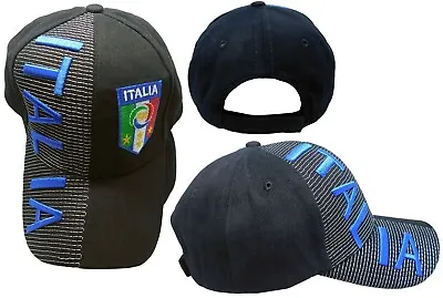 Italy Italian Italia Country Letters Blue & Black 3D Embroidered Shadow Hat Cap  • $14.44